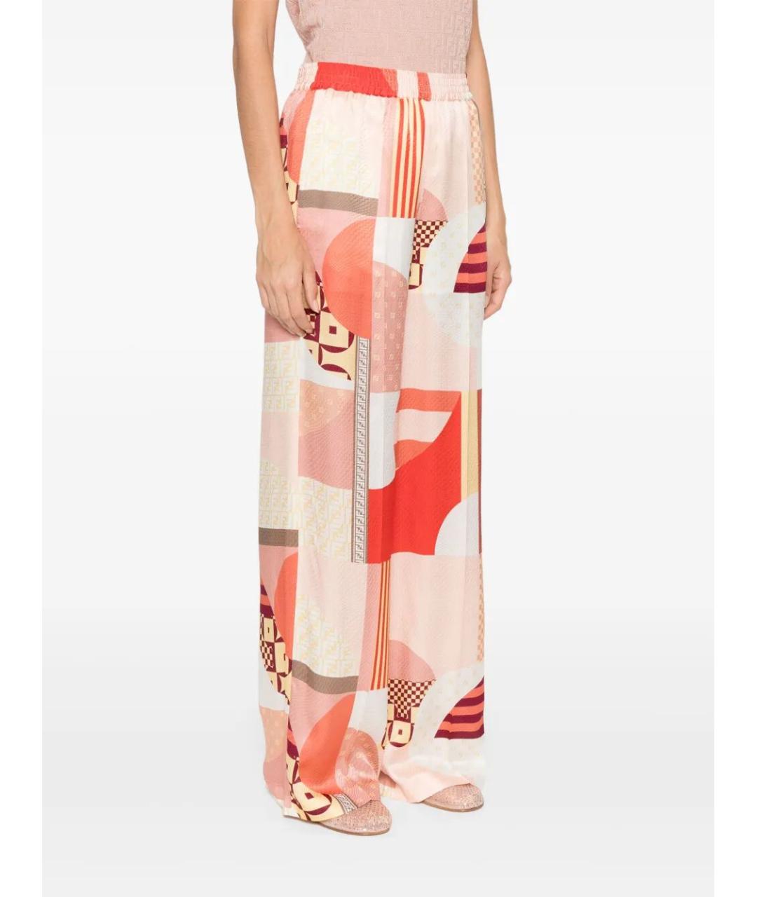 FENDI Мульти шелковые брюки широкие, фото 3