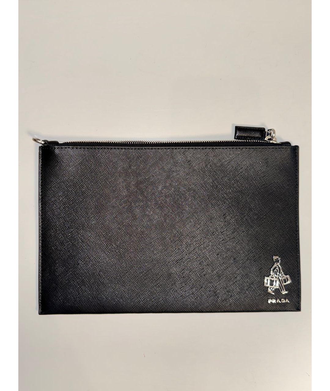 PRADA Черная кожаная барсетка, фото 4