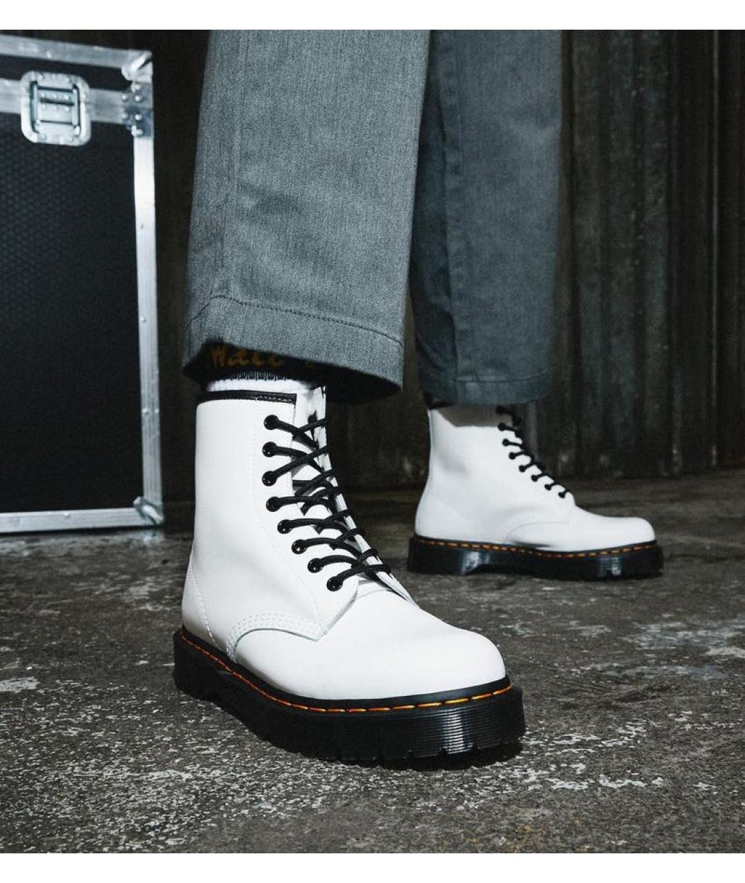 DR. MARTENS Белые кожаные высокие ботинки, фото 8