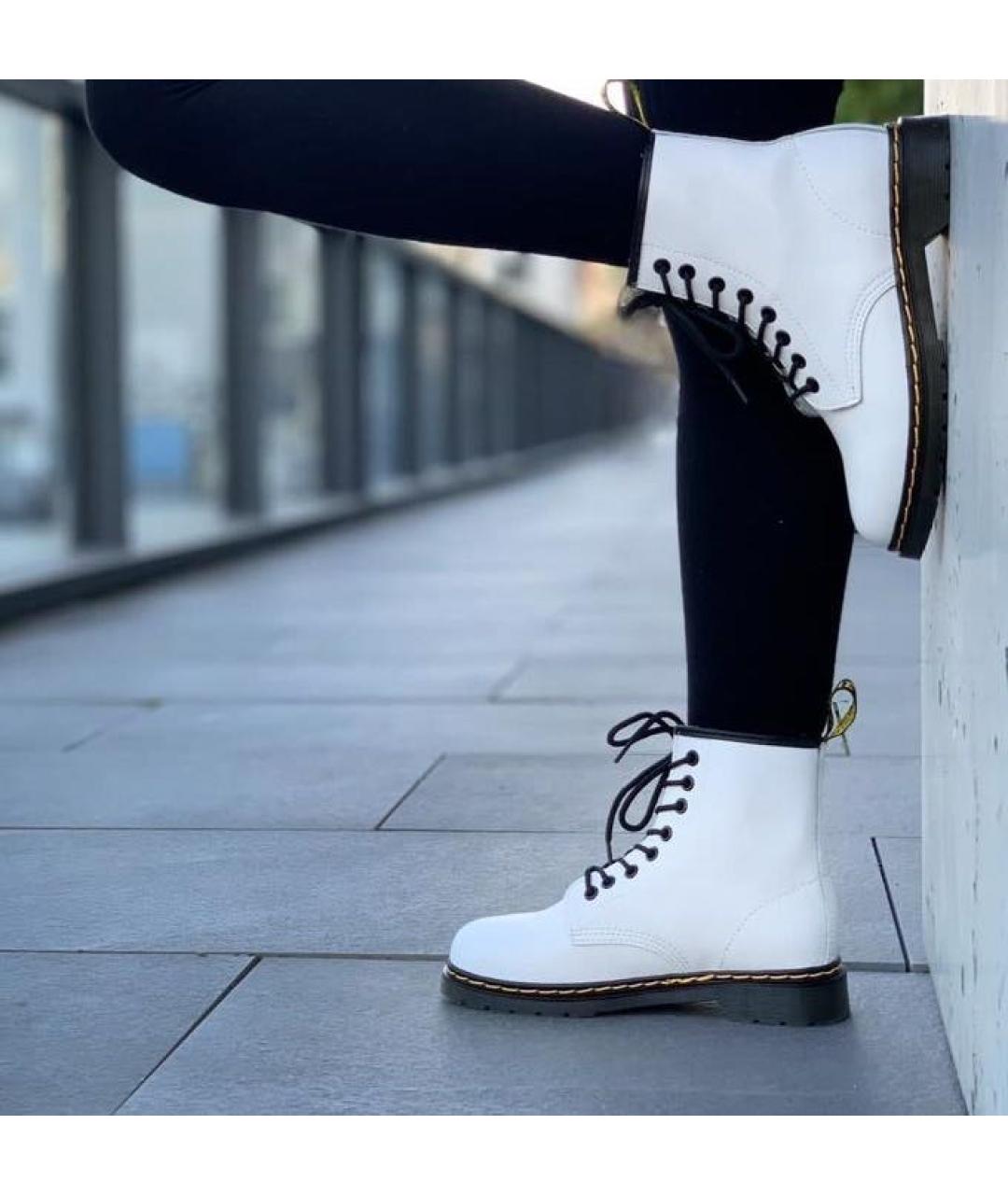 DR. MARTENS Белые кожаные высокие ботинки, фото 6