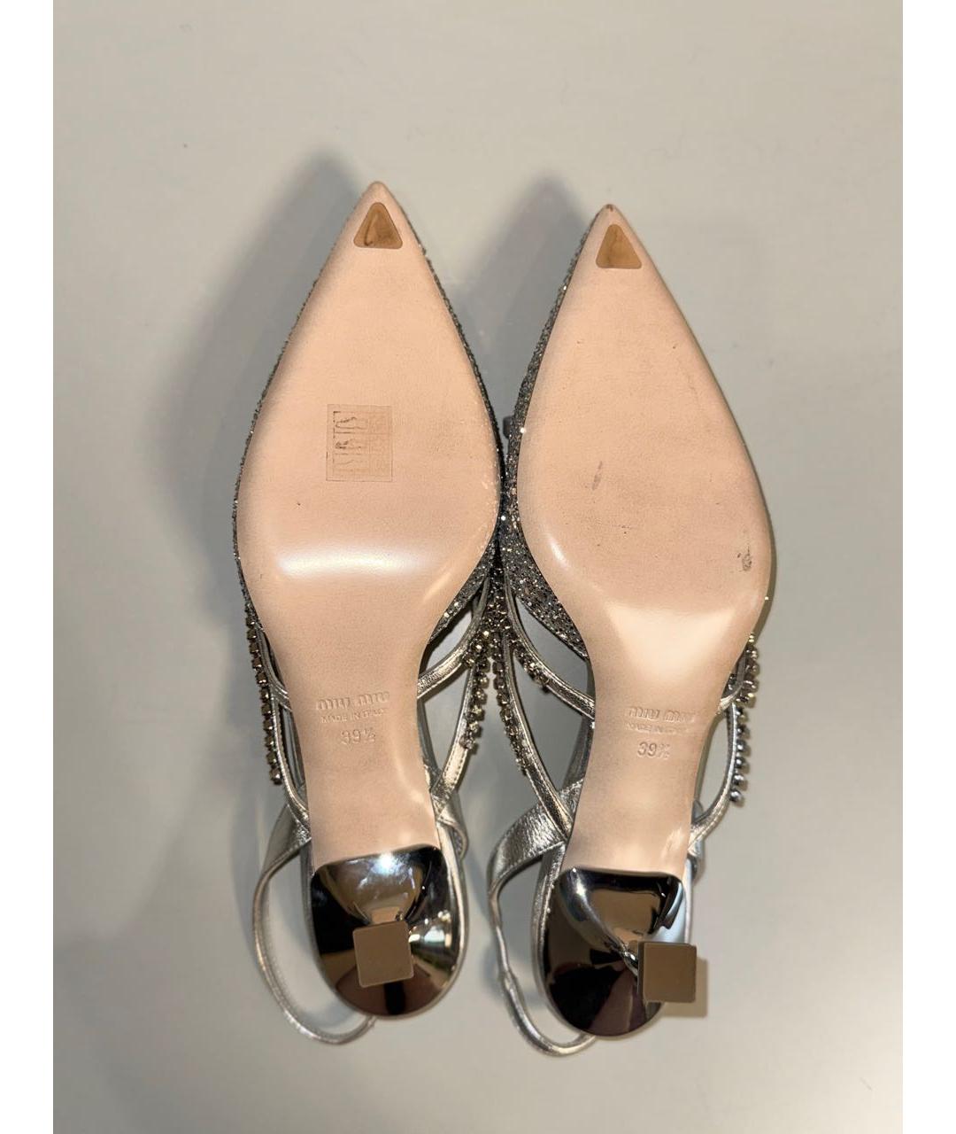 MIU MIU Серебряные кожаные туфли, фото 5