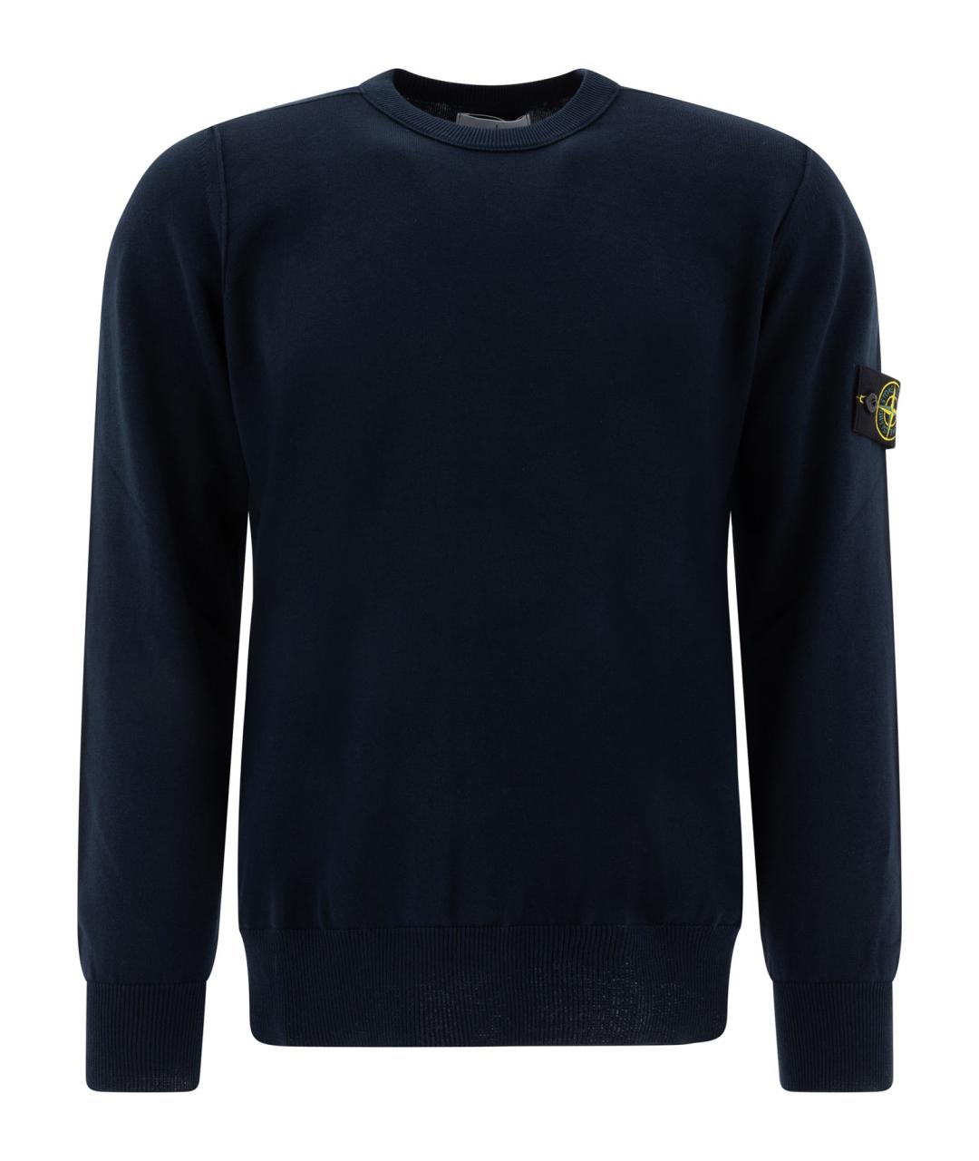 STONE ISLAND Темно-синий хлопковый джемпер / свитер, фото 1