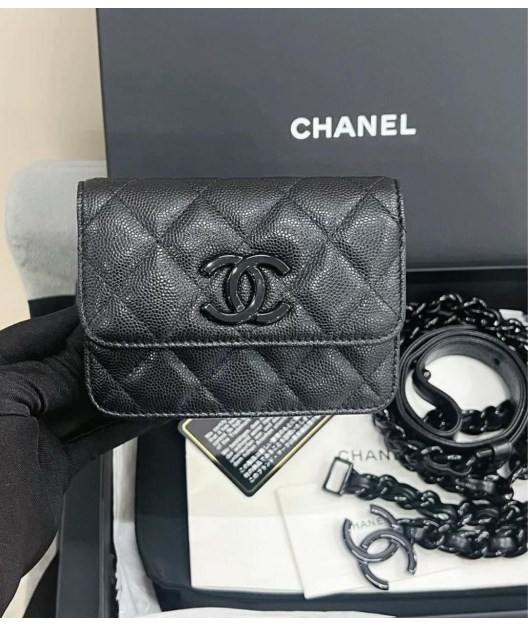 CHANEL Черная кожаная поясная сумка, фото 4