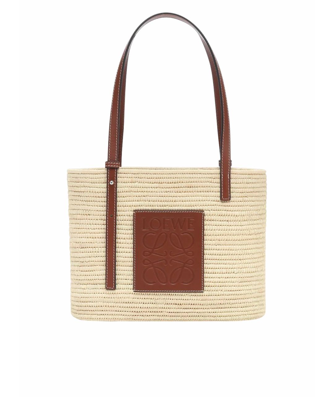 LOEWE Коричневая пелетеная пляжная сумка, фото 1