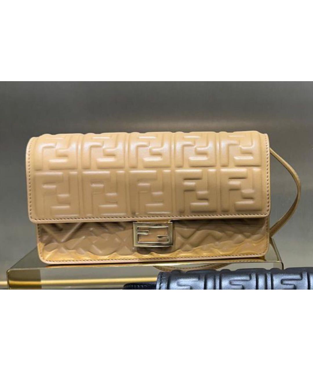 FENDI Бежевая кожаная сумка через плечо, фото 2