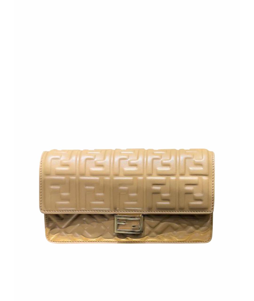 FENDI Бежевая кожаная сумка через плечо, фото 1