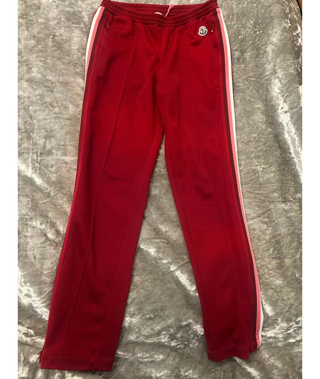 MONCLER Бордовые прямые брюки, фото 7