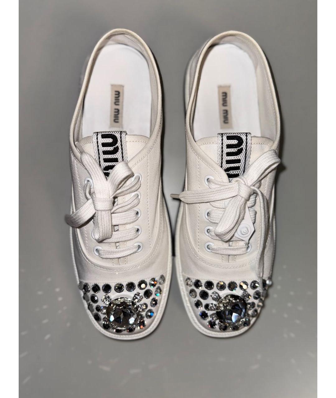 MIU MIU Белые текстильные кеды, фото 2