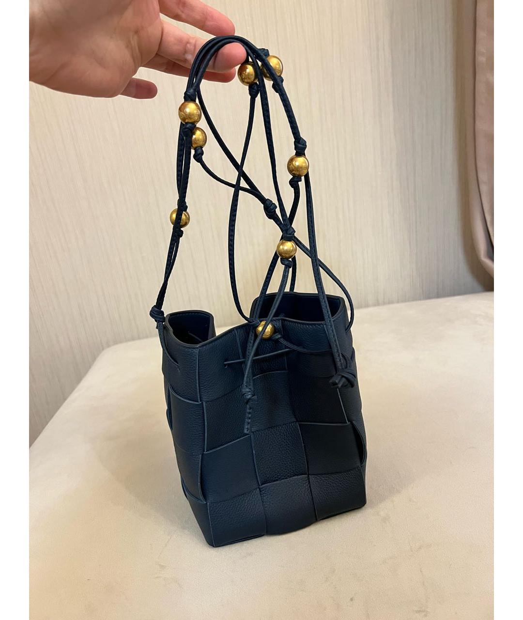 BOTTEGA VENETA Синяя кожаная сумка через плечо, фото 5
