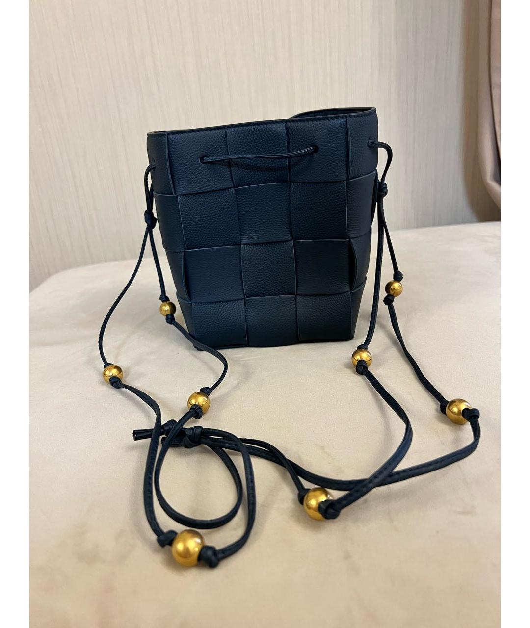 BOTTEGA VENETA Синяя кожаная сумка через плечо, фото 2
