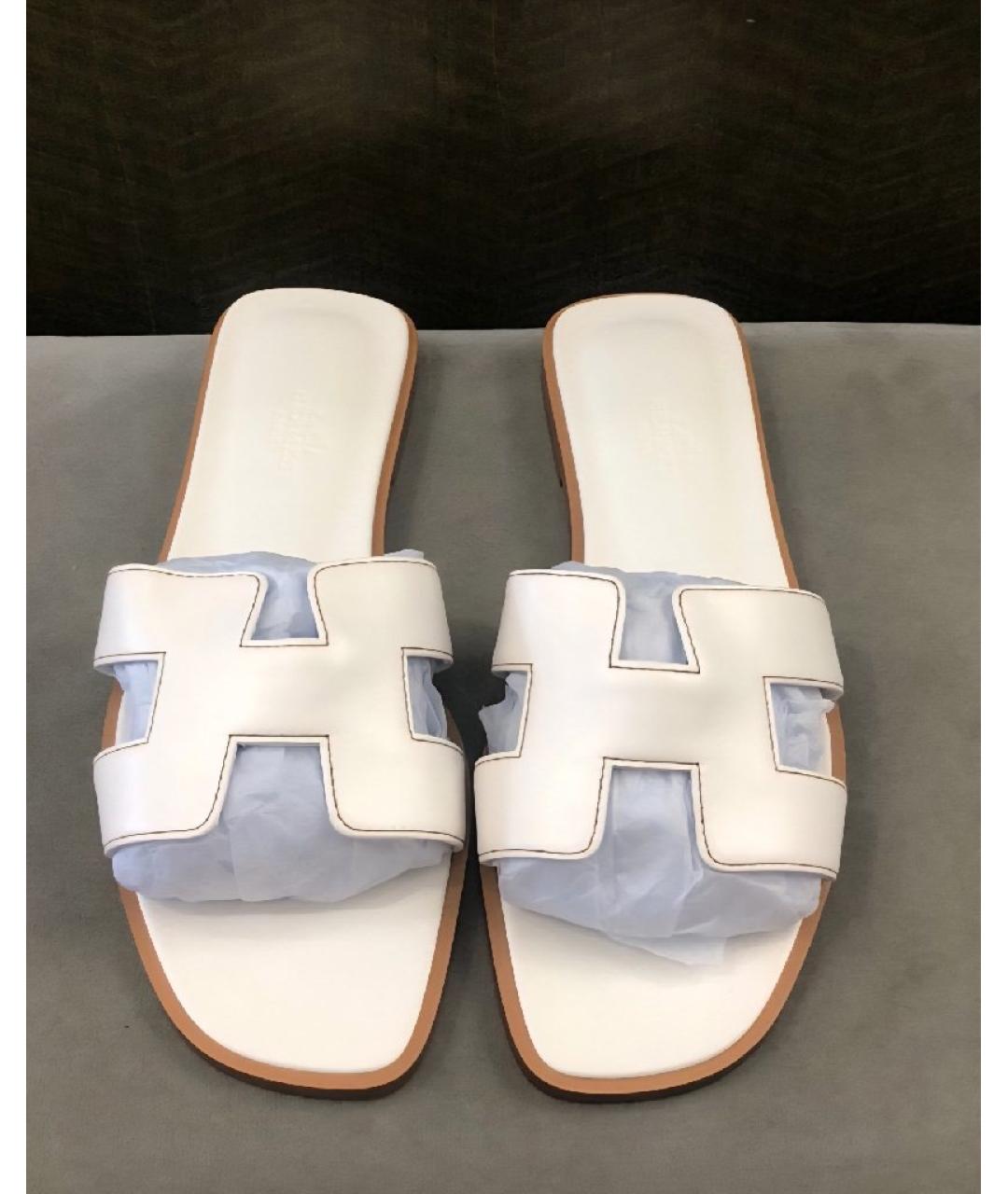 HERMES Белые шлепанцы, фото 6