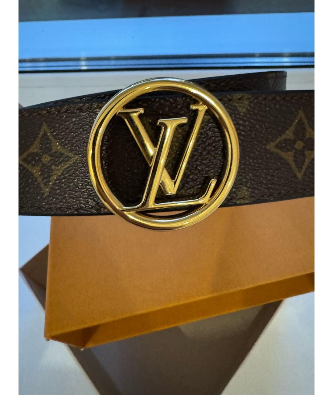 LOUIS VUITTON Коричневый кожаный ремень, фото 6