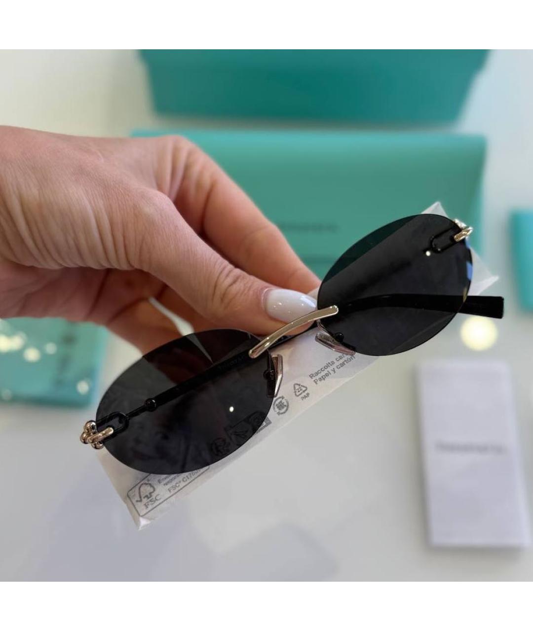 TIFFANY&CO Черные металлические солнцезащитные очки, фото 2