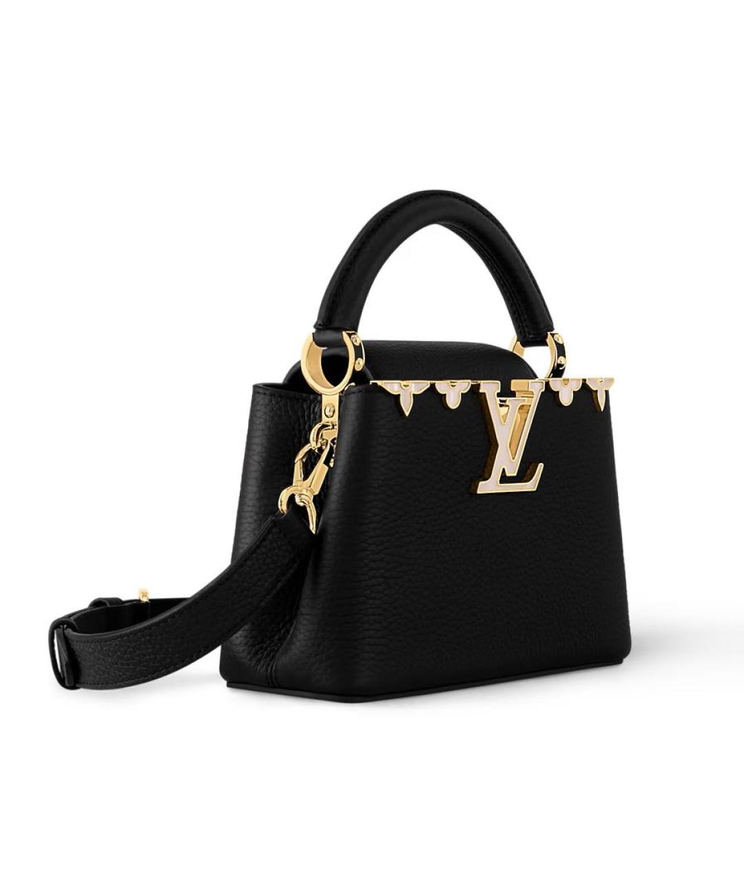 LOUIS VUITTON Черная кожаная сумка с короткими ручками, фото 2