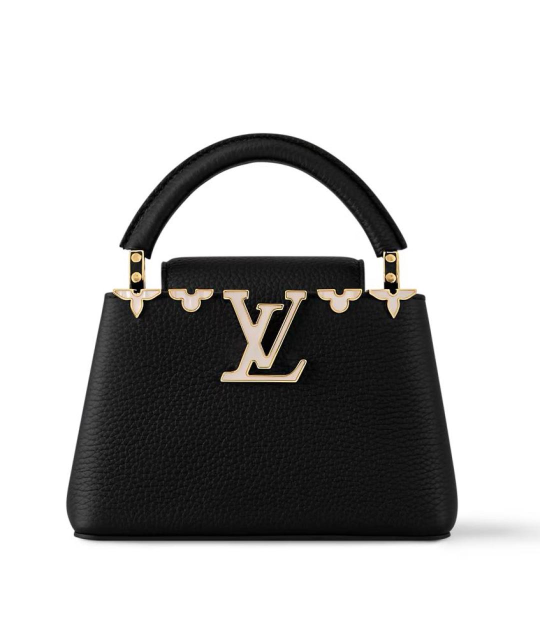 LOUIS VUITTON Черная кожаная сумка с короткими ручками, фото 1