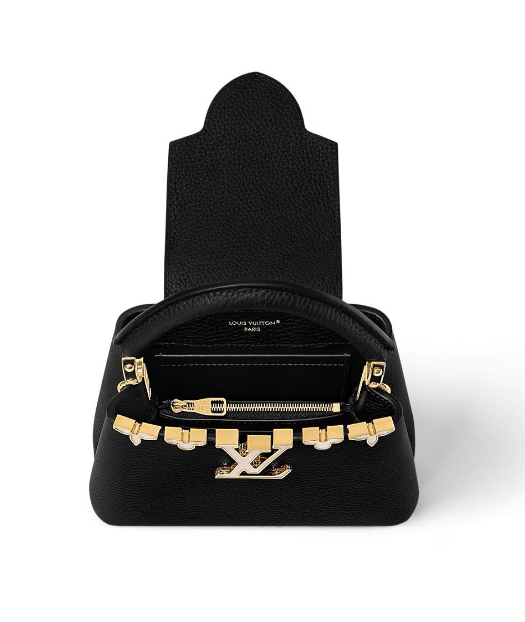 LOUIS VUITTON Черная кожаная сумка с короткими ручками, фото 3