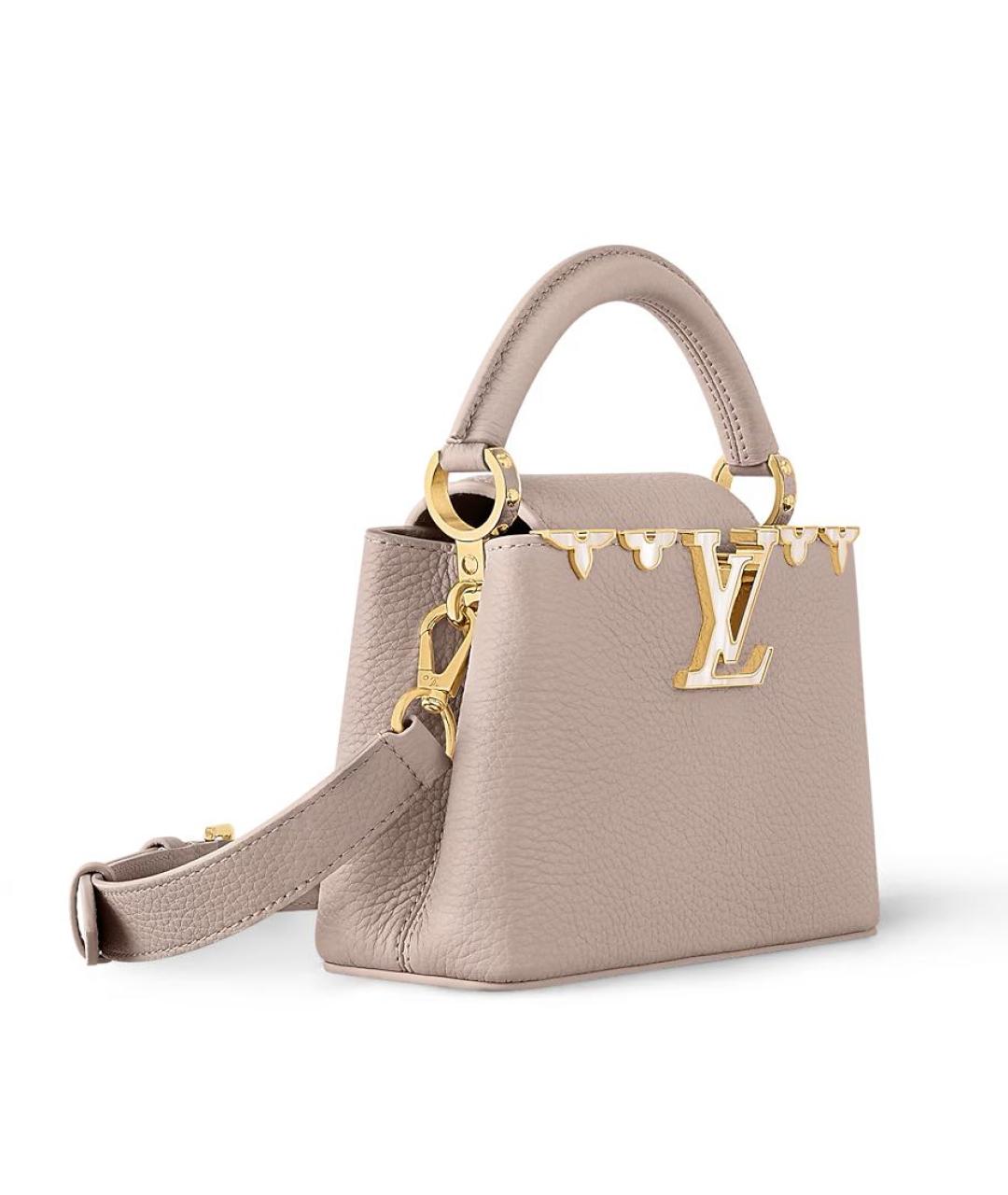 LOUIS VUITTON Бежевая кожаная сумка с короткими ручками, фото 2