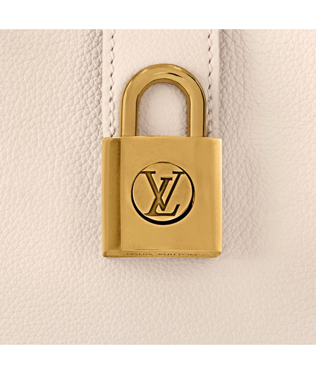 LOUIS VUITTON Бежевая кожаная сумка с короткими ручками, фото 4