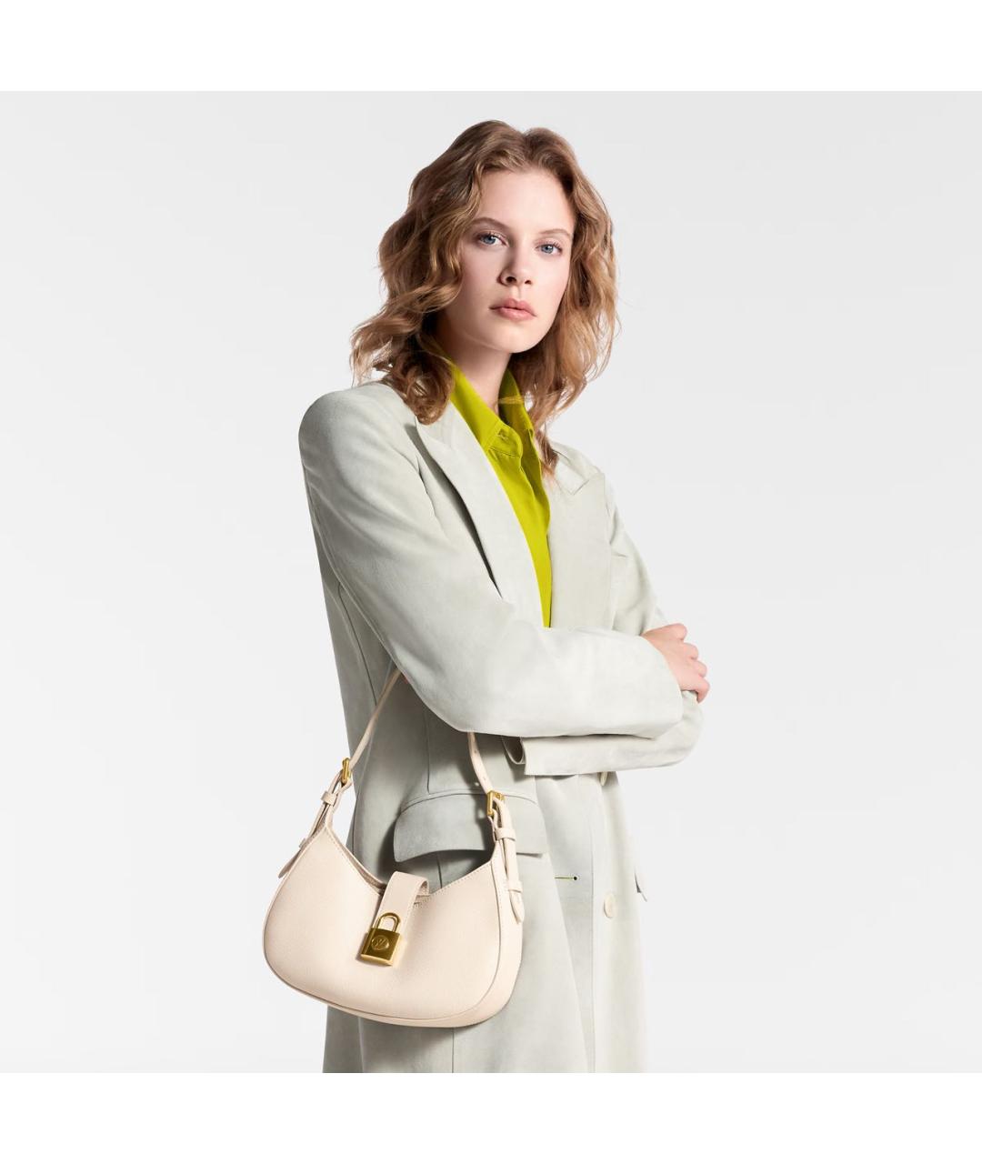LOUIS VUITTON Бежевая кожаная сумка с короткими ручками, фото 6