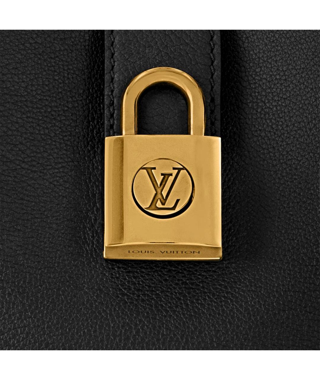 LOUIS VUITTON Черная кожаная сумка с короткими ручками, фото 4