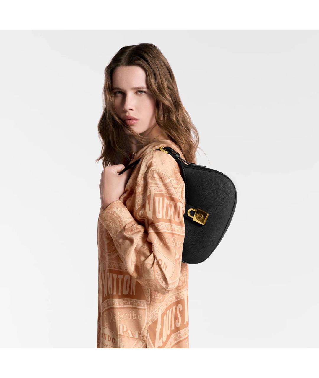 LOUIS VUITTON Черная кожаная сумка с короткими ручками, фото 6