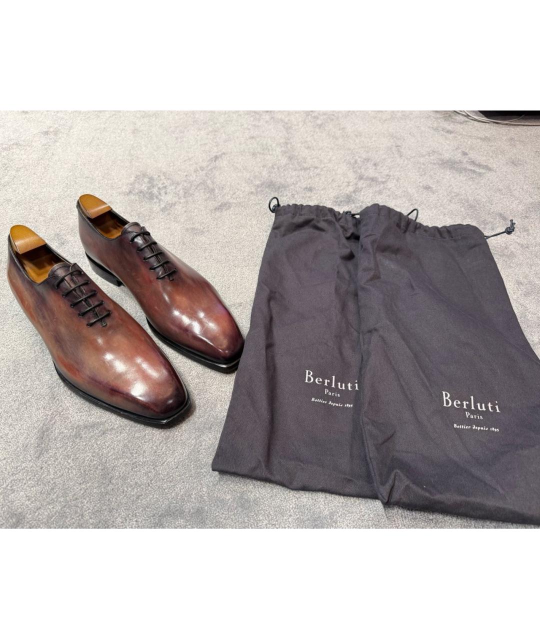 BERLUTI Бордовые кожаные туфли, фото 6