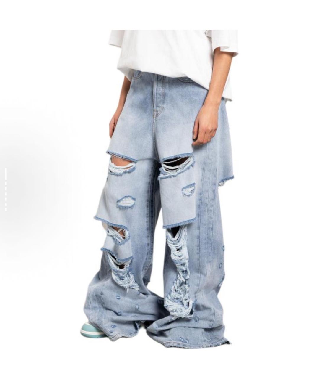 VETEMENTS Голубые хлопковые джинсы клеш, фото 4
