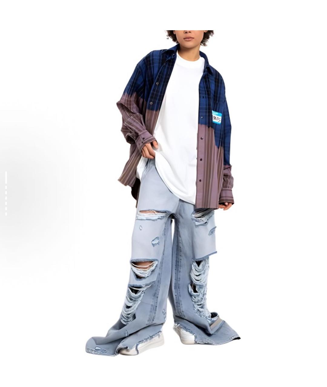 VETEMENTS Голубые хлопковые джинсы клеш, фото 3