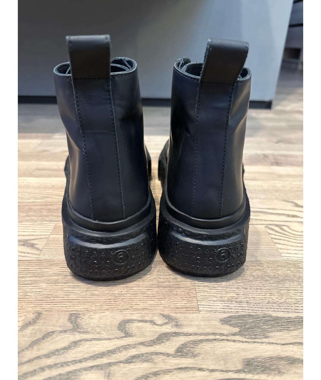 MM6 MAISON MARGIELA Черные кожаные высокие ботинки, фото 4