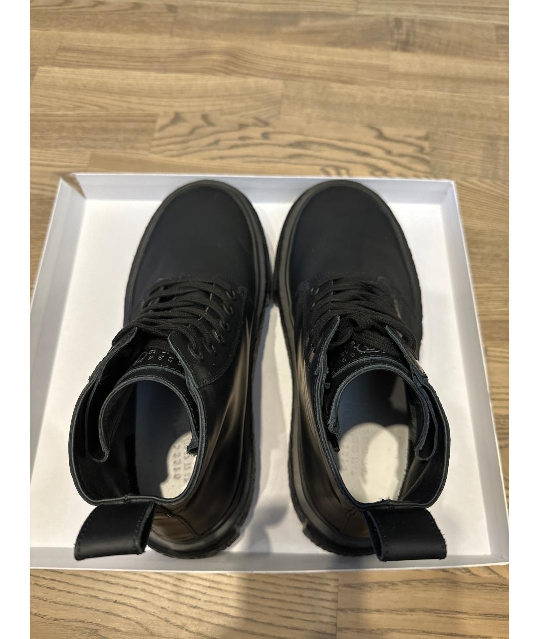 MM6 MAISON MARGIELA Черные кожаные высокие ботинки, фото 3