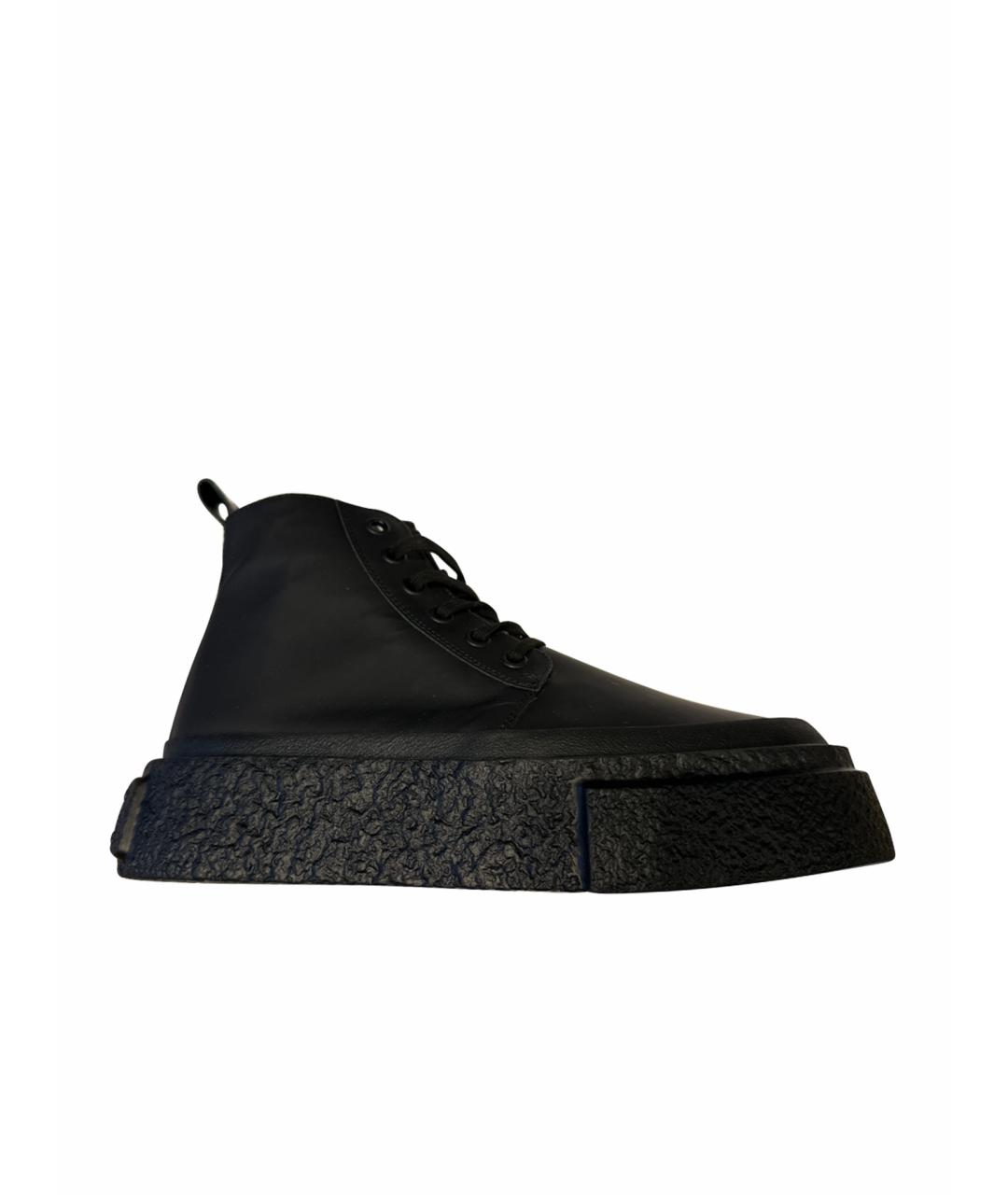 MM6 MAISON MARGIELA Черные кожаные высокие ботинки, фото 1