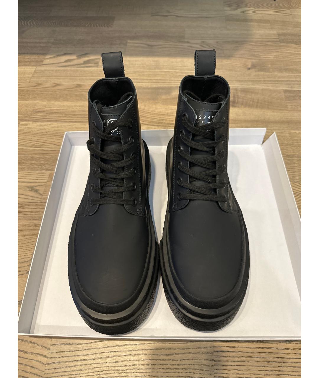 MM6 MAISON MARGIELA Черные кожаные высокие ботинки, фото 2