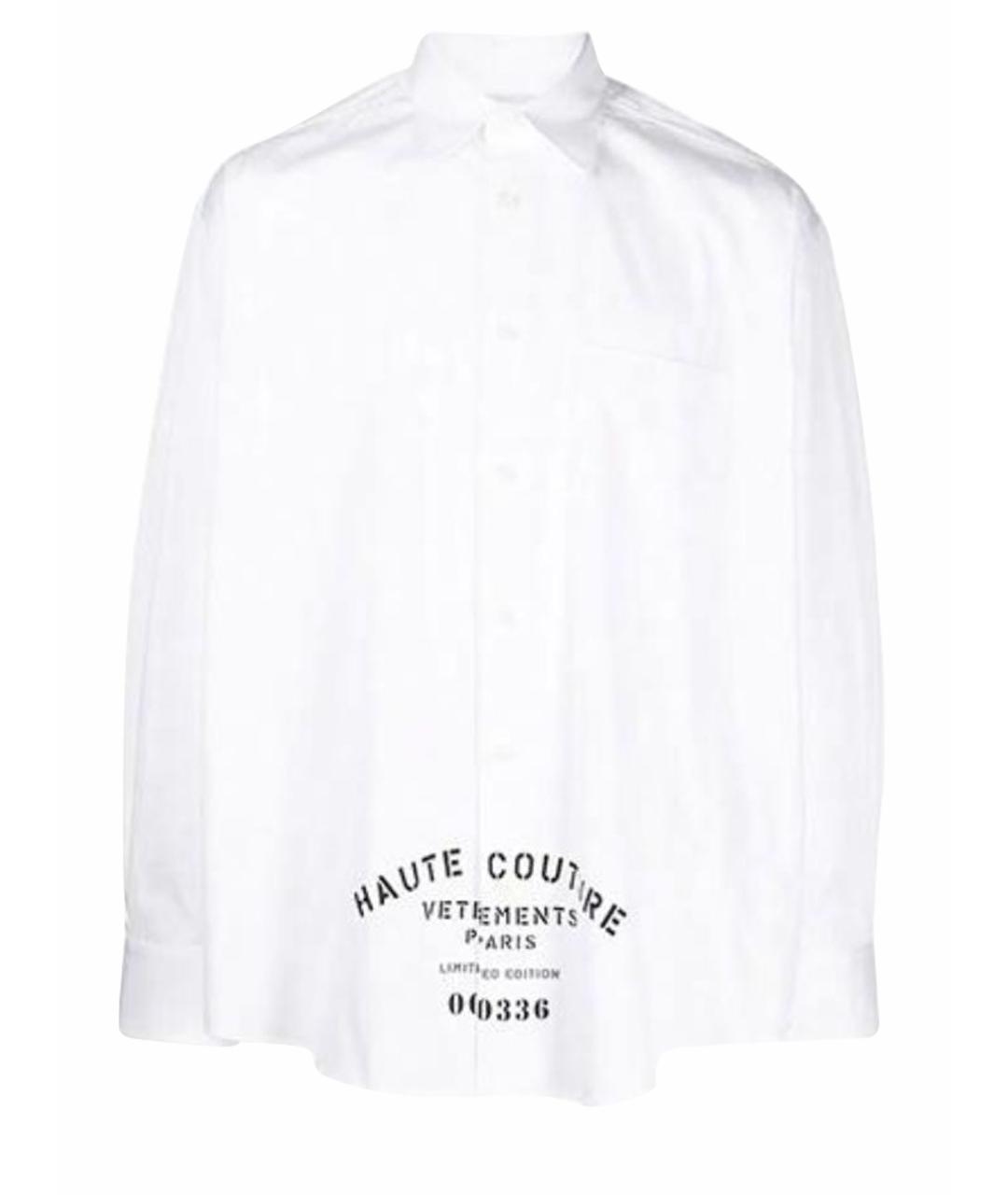 VETEMENTS Белая хлопковая кэжуал рубашка, фото 1