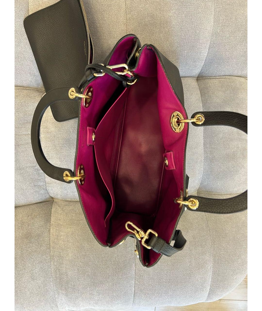 CHRISTIAN DIOR Черная кожаная сумка тоут, фото 4