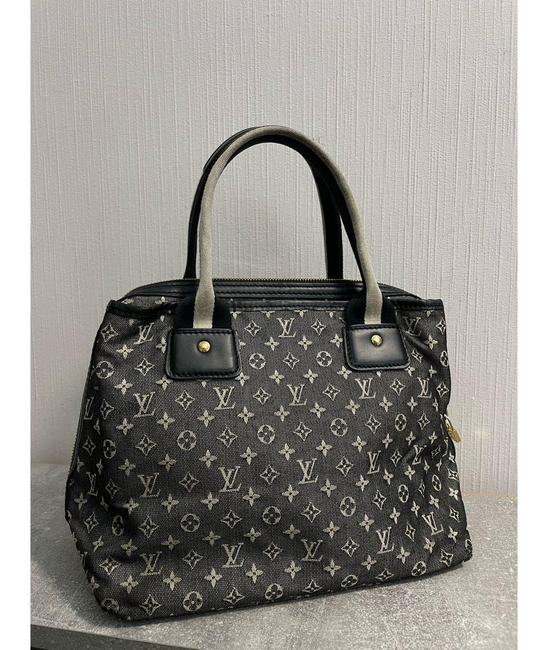 LOUIS VUITTON Антрацитовая тканевая сумка с короткими ручками, фото 3