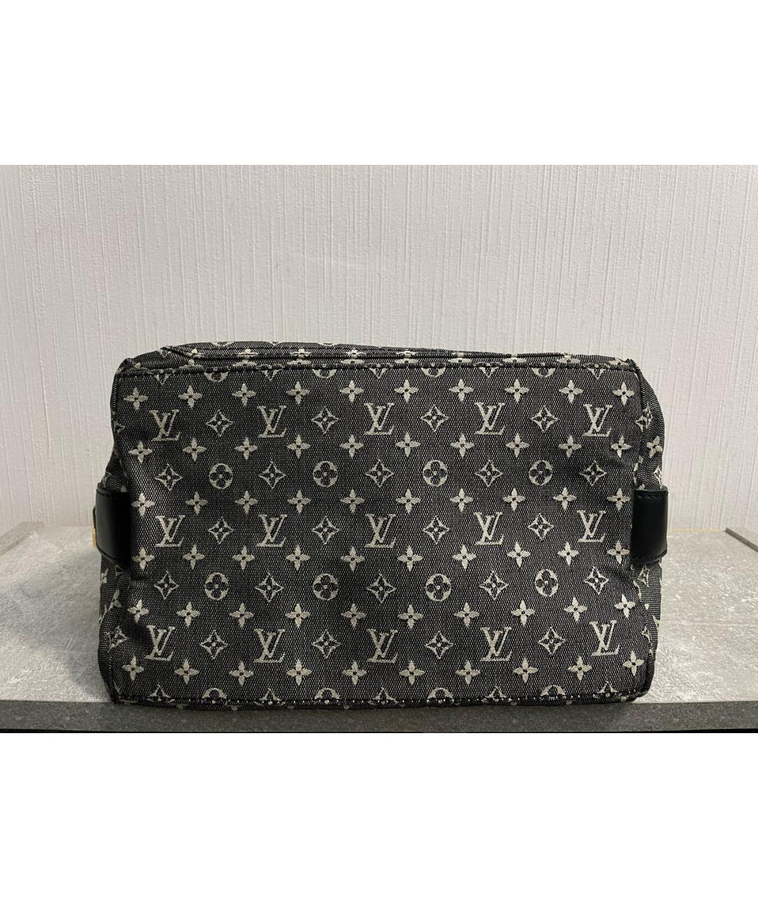 LOUIS VUITTON Антрацитовая тканевая сумка с короткими ручками, фото 6