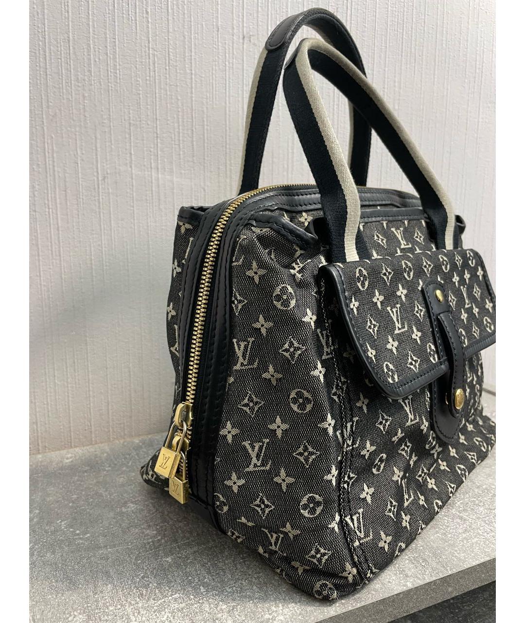 LOUIS VUITTON Антрацитовая тканевая сумка с короткими ручками, фото 5
