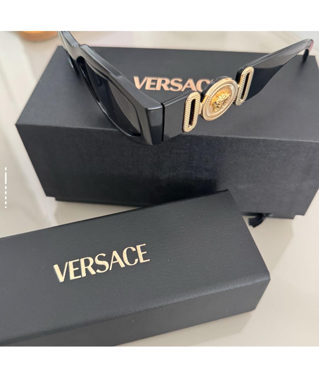 VERSACE Черные пластиковые солнцезащитные очки, фото 4
