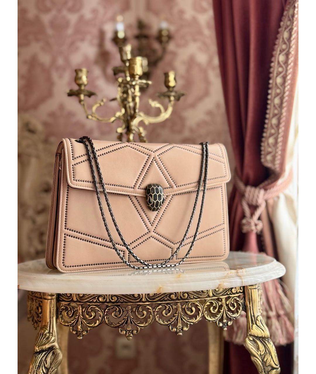 BVLGARI Бежевая кожаная сумка через плечо, фото 2
