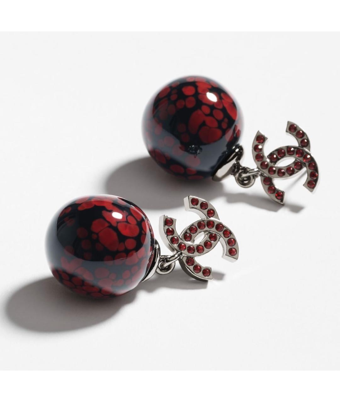 CHANEL Бордовые металлические серьги, фото 2