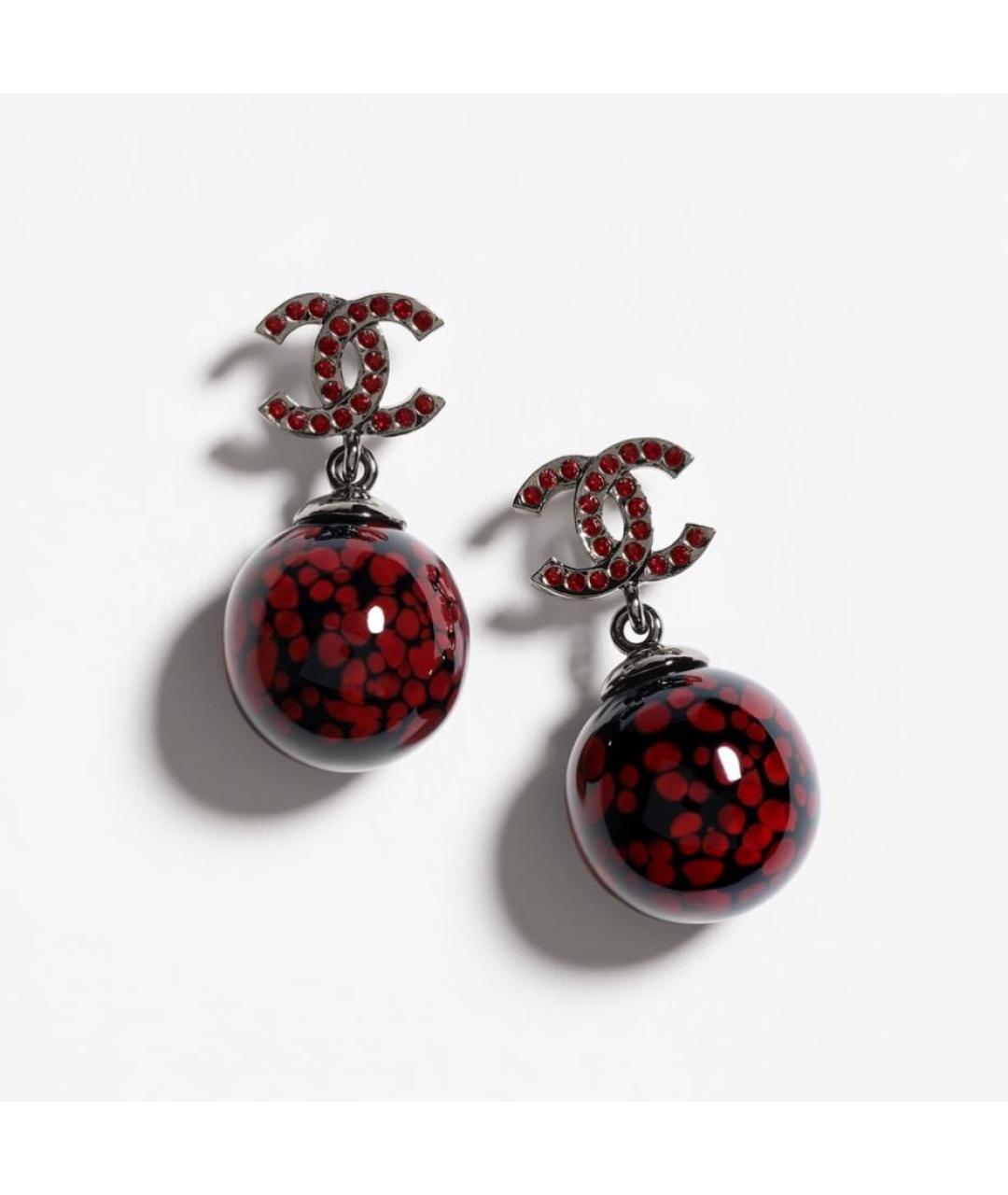 CHANEL Бордовые металлические серьги, фото 4