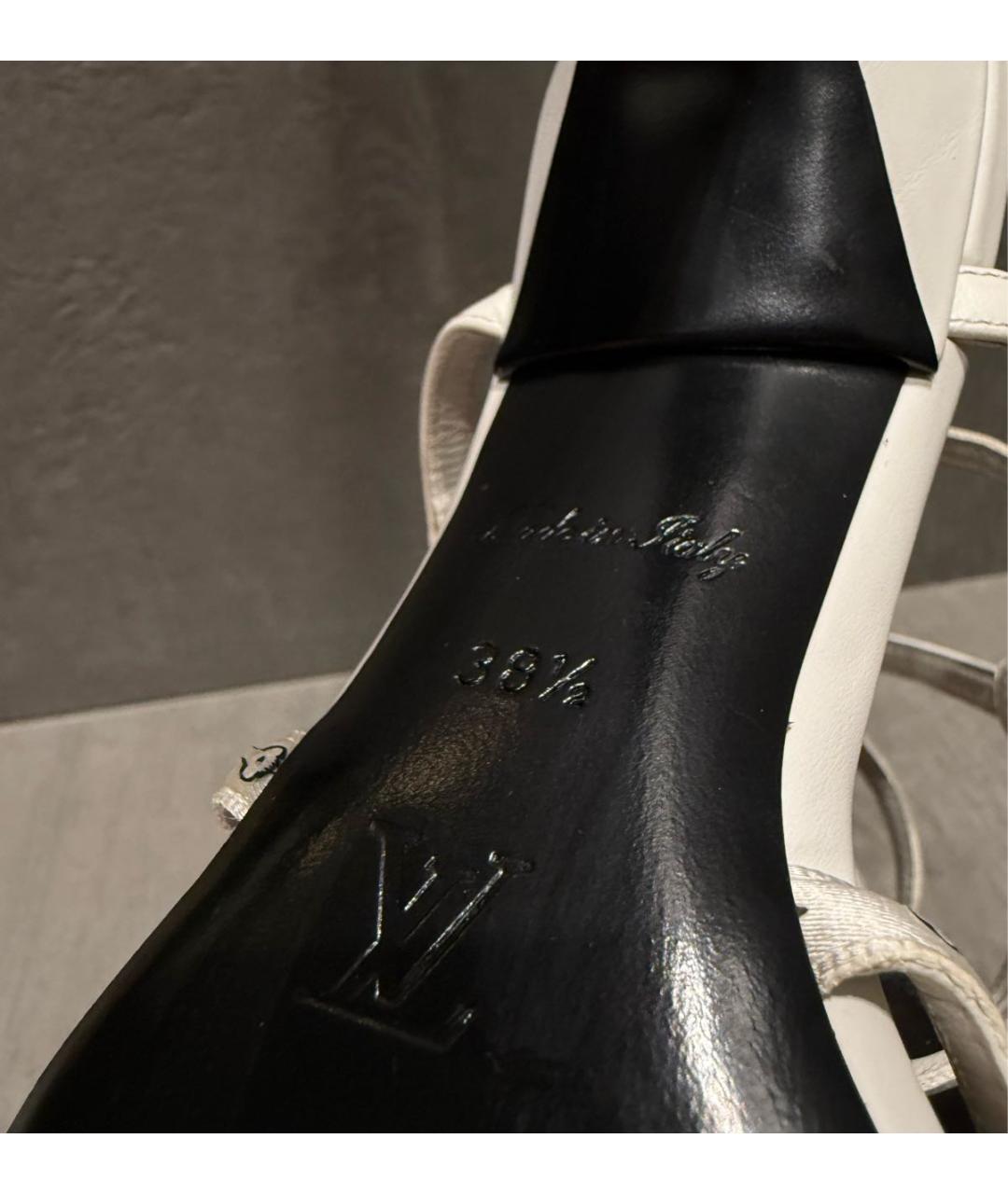 LOUIS VUITTON Белые кожаные босоножки, фото 5
