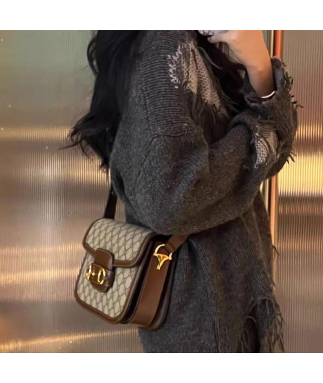 GUCCI Коричневая кожаная сумка через плечо, фото 8