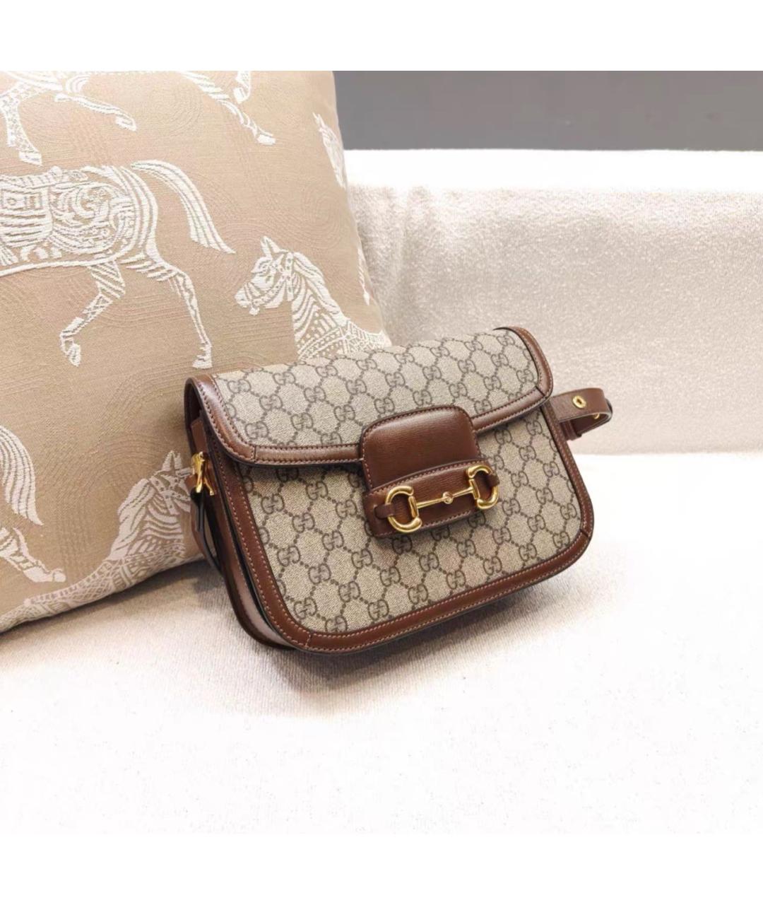 GUCCI Коричневая кожаная сумка через плечо, фото 6