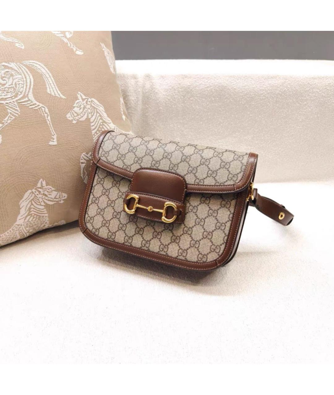 GUCCI Коричневая кожаная сумка через плечо, фото 4