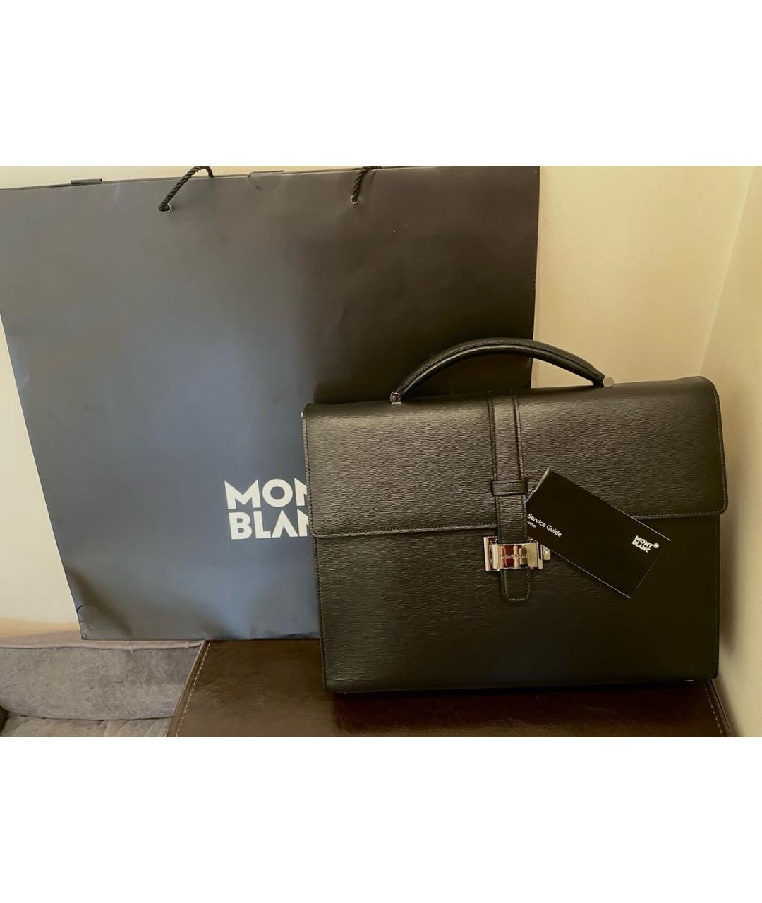 MONTBLANC Черный кожаный портфель, фото 4