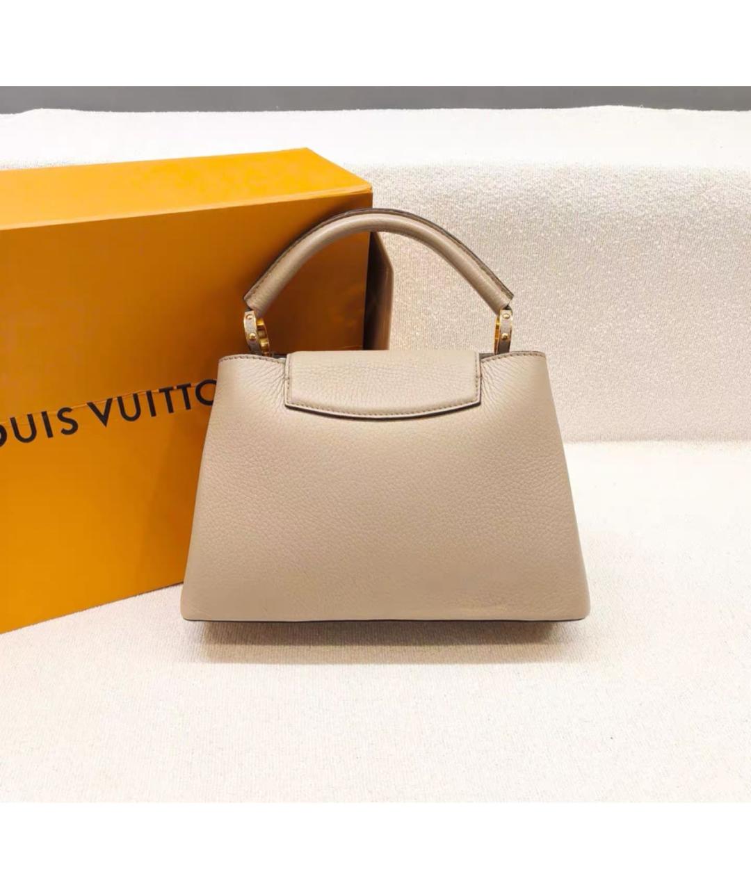 LOUIS VUITTON Бежевая кожаная сумка тоут, фото 3