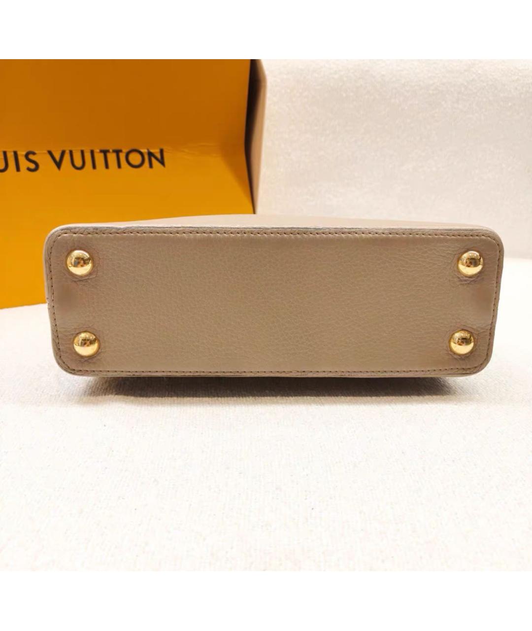 LOUIS VUITTON Бежевая кожаная сумка тоут, фото 5