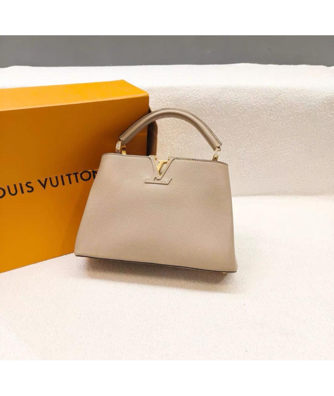 LOUIS VUITTON Бежевая кожаная сумка тоут, фото 4