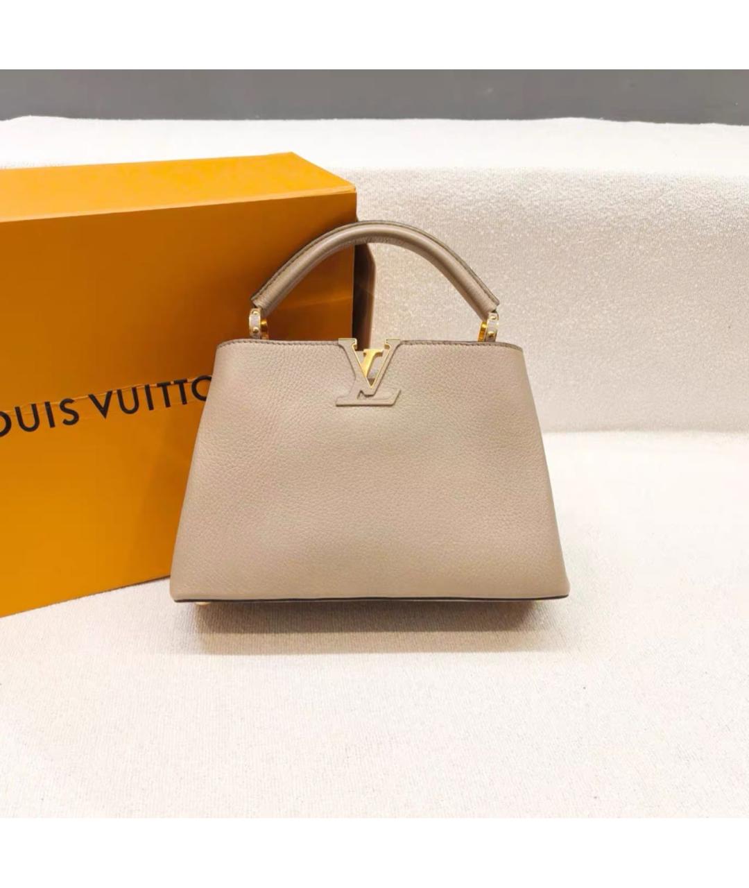 LOUIS VUITTON Бежевая кожаная сумка тоут, фото 2